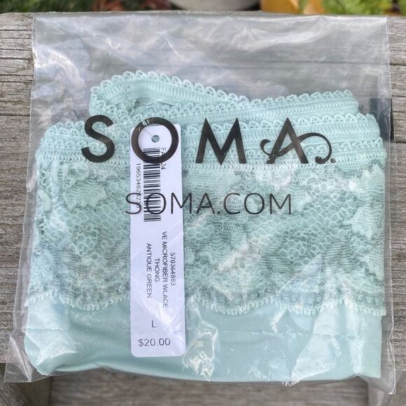 NWT New Sealed Soma Lot of Two (2) Vanishing Edge Thong Panties w/Lace Trim L - Picture 7 of 10